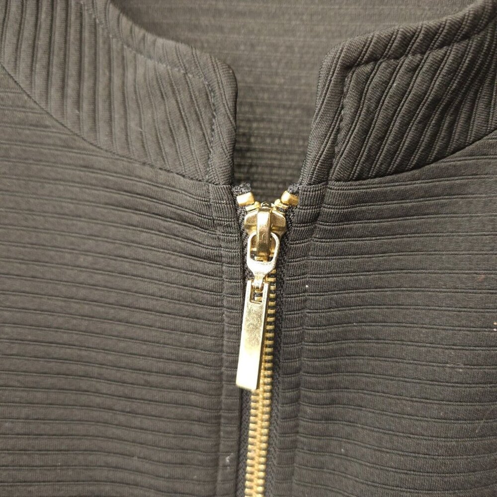 Womens Jacket 30/32 Black Full Zip Avenue Ribbed High Neck Long Sleeve Stretch - Picture 3 of 7